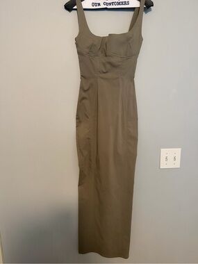 House of CB Olive Green Square-Neck Maxi Dress